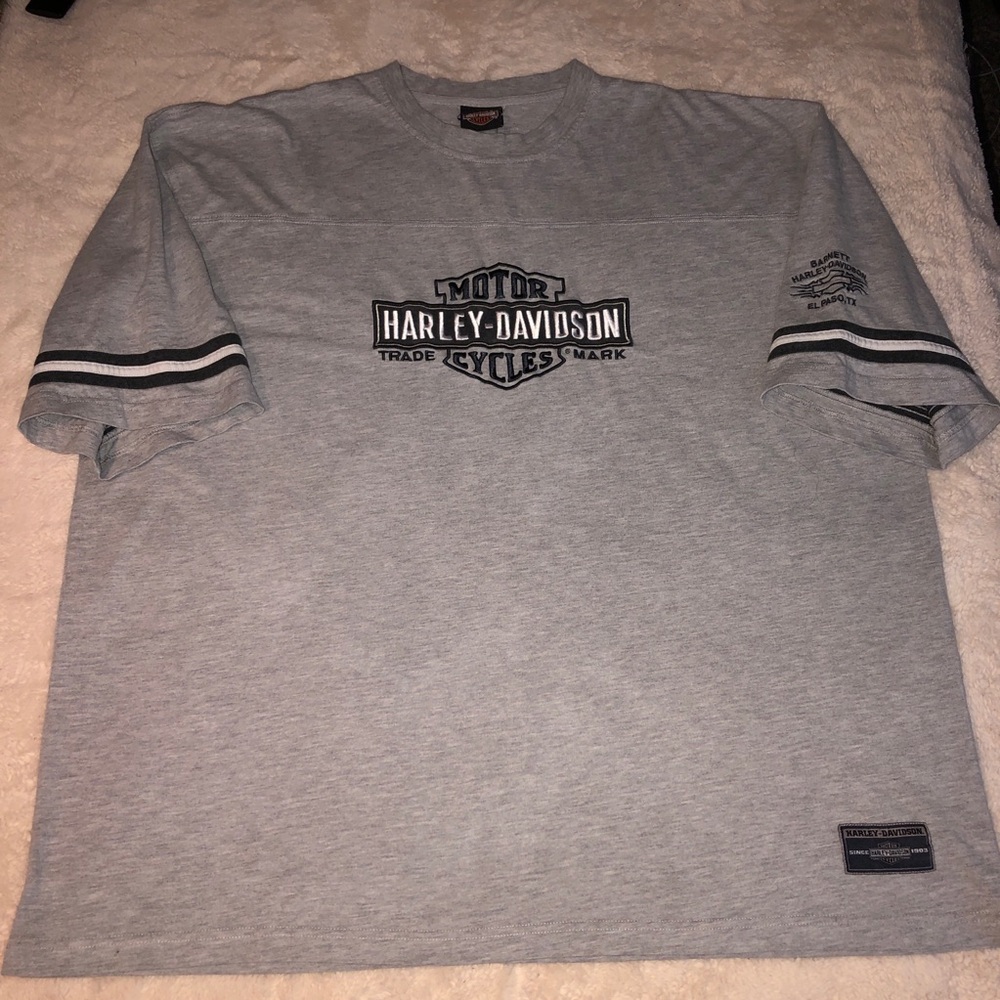 PREOWNED Harley-Davidson Gray Men's Shirt HAS NO SIZE TAG SEE MEASUREMENTS